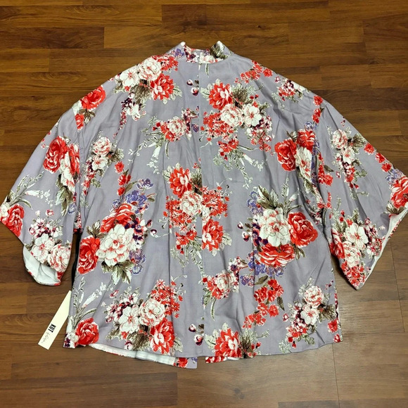 Kut From The Kloth Kimono Open Blouse Floral Boho Oversized Top NEW Size Large - Picture 11 of 12